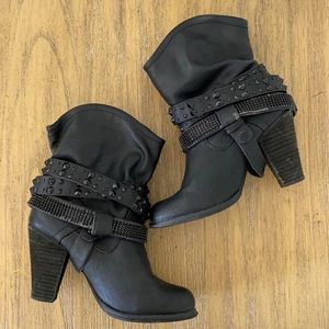 Not Rated Black Studded “Short Change” Booties.
